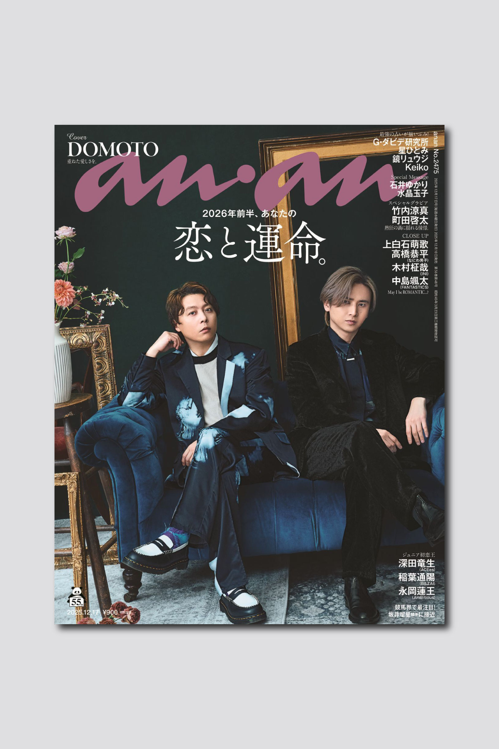 “DOMOTO”として、史上初の雑誌表紙登場！ 《究極の二人の肖像》を撮り下ろした anan 2475号は12/10（水）発売